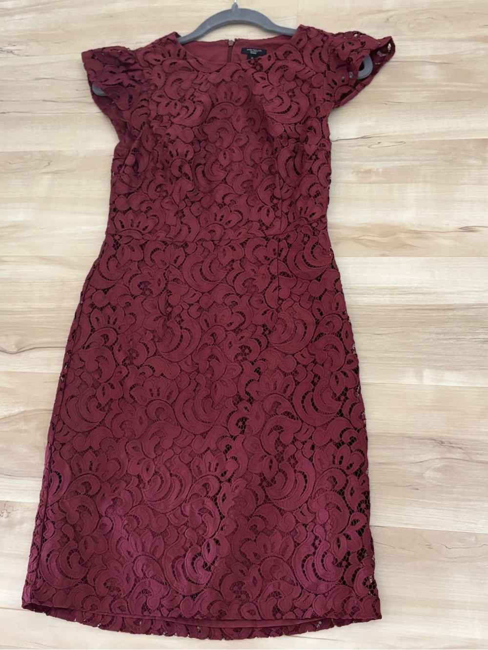 Ann Taylor Factory Burgundy Lace Midi Dress